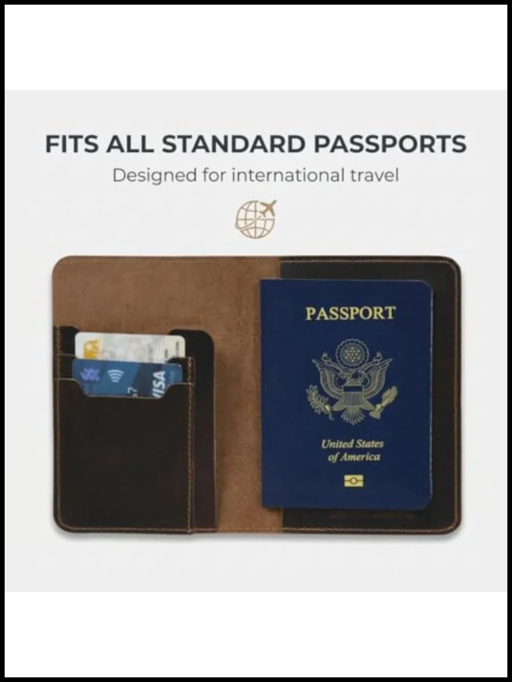 Full Grain Crazy Horse Leather Passport Holder RFID Travel Wallet Card Slots